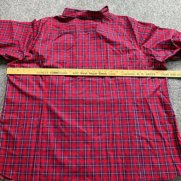 Lands End Shirt Womens 26W Red Blue Plaid No Iron Supima Cotton Button-Down - Picture 9 of 13